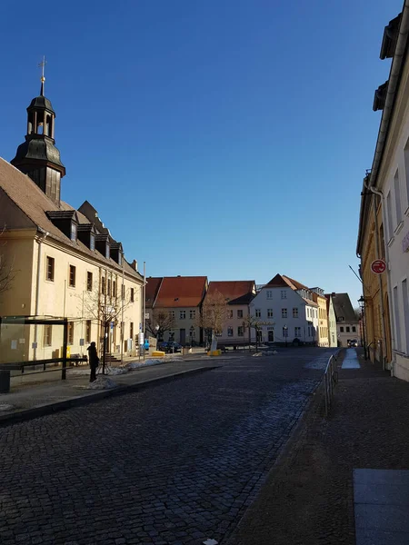 Bad Belzig Tyskland Feb 2021 Vackert Typiskt Tyskt Litet Torg — Stockfoto