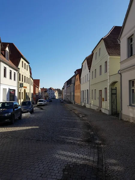 Bad Belzig Duitsland Feb 2021 Typisch Straatje Duitsland Zonder Mensen — Stockfoto