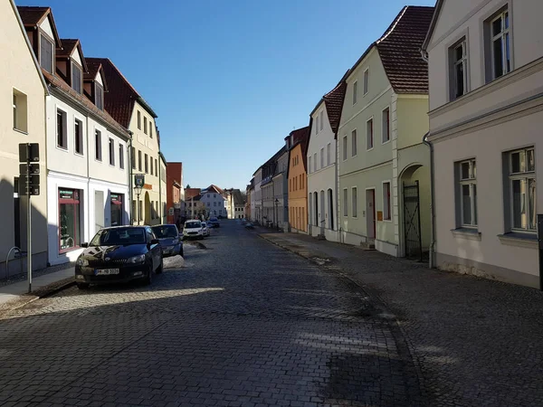 Bad Belzig Deutschland Februar 2021 Eine Straße Mit Historischen Gebäuden — Stockfoto