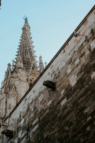 Barcelo Spanje Mrt 2021 Verticale Opname Van Gotische Kerk Met — Stockfoto