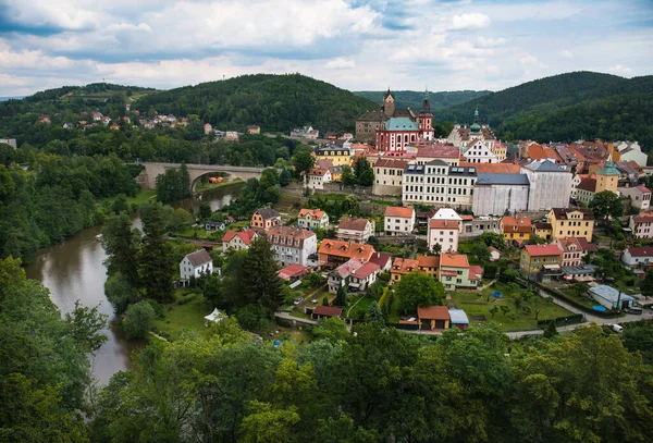 Widok Miasta Zamku Loket Republika Czeska — Zdjęcie stockowe