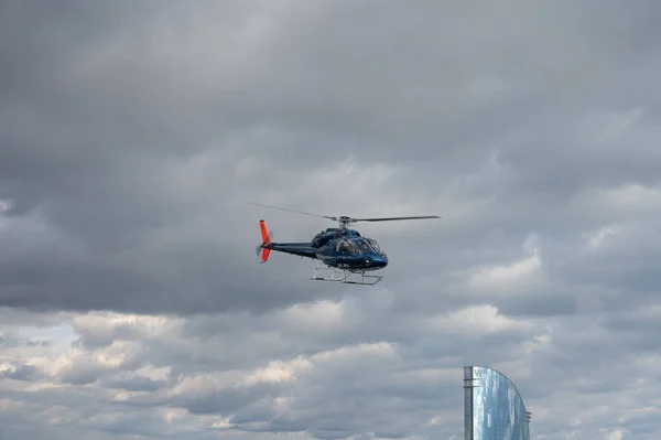 Barcelona Spain Jan 2021 Barcelona Spain January 2021 Blue Helicopter — Stock Photo, Image