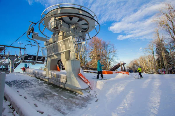 Zagreb Kroatien Februar 2013 Skilift Skigebiet Sljeme Zagreb Kroatien — Stockfoto