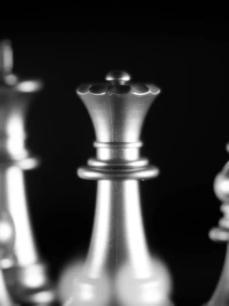 Grayscale Closeup Shot Chess Figures — Stock Photo, Image