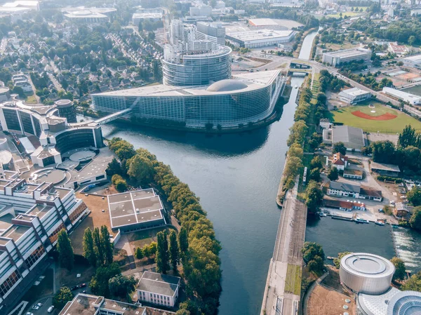 Strabourg France Jul 2019 Aerial Shot European Parliament Strasbourg France — Stock Photo, Image