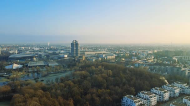 Vista Panorámica Del Parque Ciudad Grande Día Soleado — Vídeo de stock