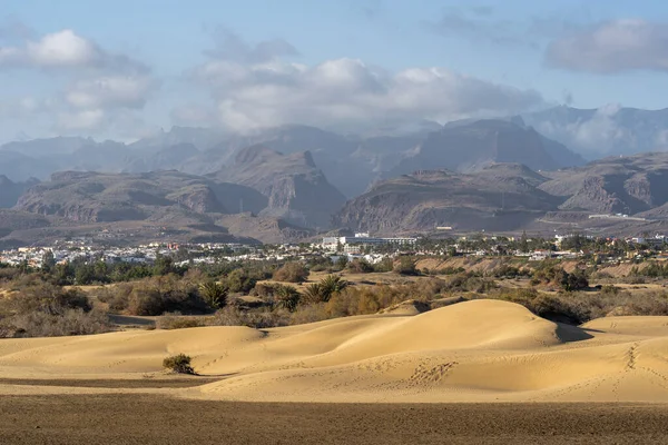 Duinen Maspalomas Tijdens Zonsondergang — Stockfoto