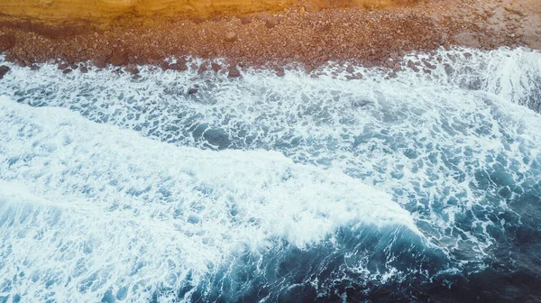 Vue Aérienne Imprenable Sur Les Vagues Les Plages Coucher Soleil — Photo