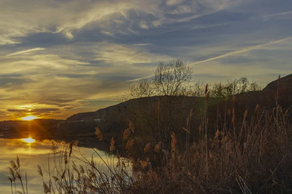 Riva Spanje Mrt 2019 Prachtige Zonsondergang Campillo Lagunes Rivas Vaciamadrid — Stockfoto