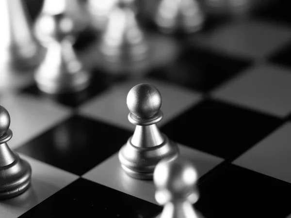 Grayscale Closeup Shot Chess Figures — Stock Photo, Image