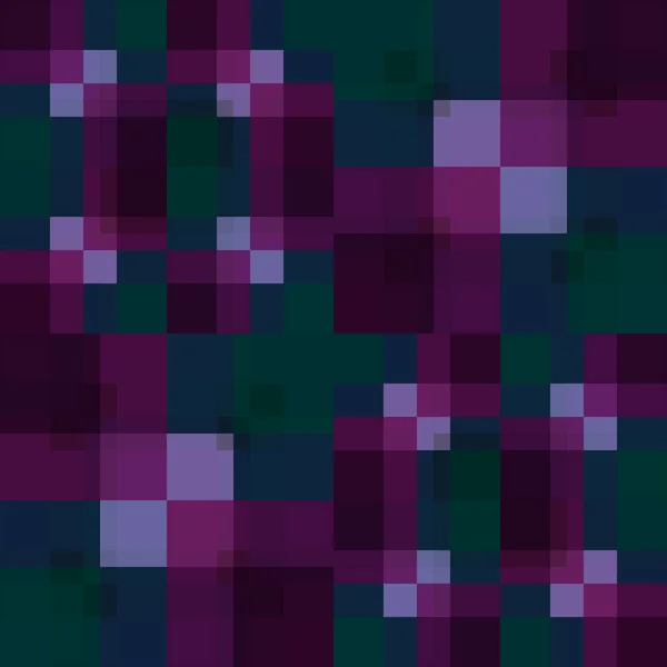 暗紫色和绿色正方形的像素2D背景 — 图库照片