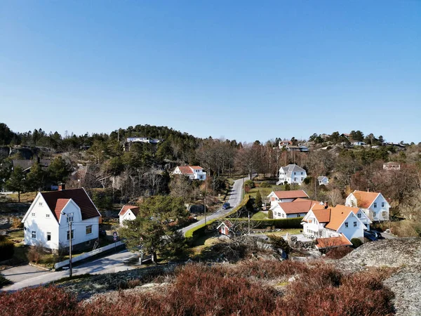 Grupp Hus Vid Kjerringviks Strand Norge — Stockfoto