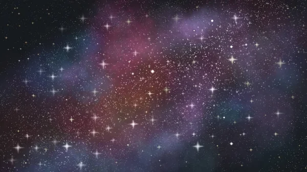 Beautiful Digital Painting Glowy Colorful Stars Filling Black Space — Stock Photo, Image