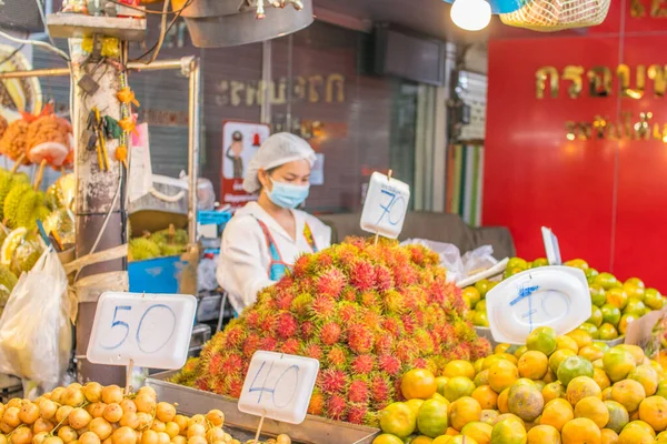 Pattaya Thailand Apr 2021 Thailändare Vid Ett Grönsaksstånd Gata Thailand — Stockfoto