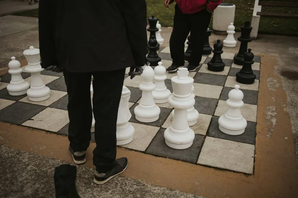 Ein Schöner Blick Auf Ein Gigantisches Schachspiel Auf Der Straße — Stockfoto