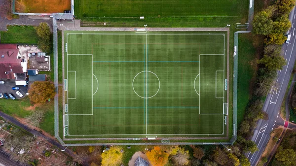 Uma Vista Aérea Campo Futebol Estádio Futebol — Fotografia de Stock