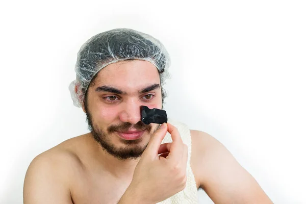 Nahaufnahme Eines Jungen Jüdischen Mannes Der Eine Schwarze Maske Auf — Stockfoto