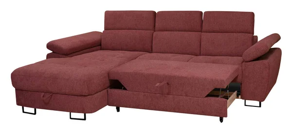 Modern Comfortable Fabric Sofa Isolated White Background — Stock Photo, Image