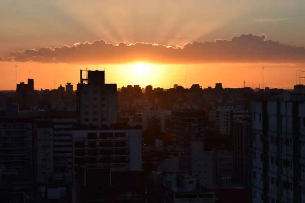 Západ Slunce Městě Buenos Aires Okolí Belgrano Argentina — Stock fotografie