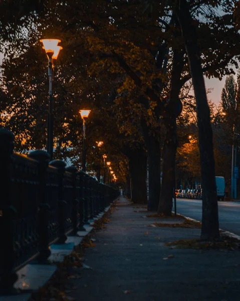 Bucharest Roemenië Okt 2020 Herfstkleuren Vastgelegd Boekarest Roemenië Een Avondwandeling — Stockfoto