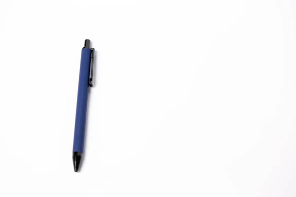 Синяя Ручка Белом Фоне — стоковое фото