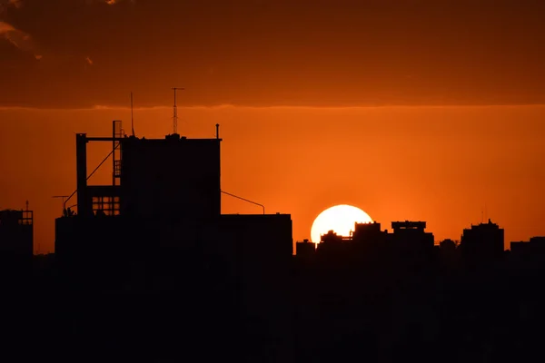 Zachód Słońca Mieście Buenos Aires Dzielnica Belgrano Argentyna — Zdjęcie stockowe