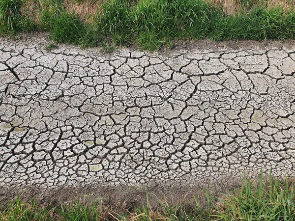 Una Vista Superior Textura Tierra Seca Agrietada Una Zona Rural — Foto de Stock