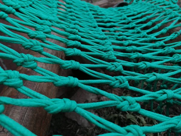 Tiro Close Rede Pesca Trançado Verde — Fotografia de Stock