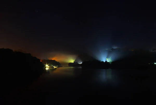 Der Yumuri Fluss Bei Nacht Mit Strahlend Blauem Licht Matanzas — Stockfoto