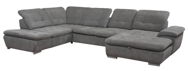 白い背景に隔離された灰色のソファのクローズアップ — ストック写真