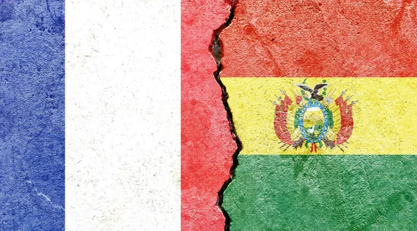 Een Illustratie Van Vlaggen Van Frankrijk Bolivia Gescheiden Door Een — Stockfoto