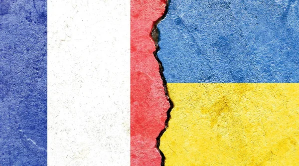Illustration Flags France Ukraine Separated Crack Conflict Comparison — 图库照片