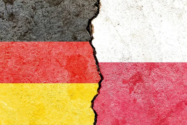Illustration Flags Germany Poland Separated Crack Conflict Comparison — Stock Photo, Image