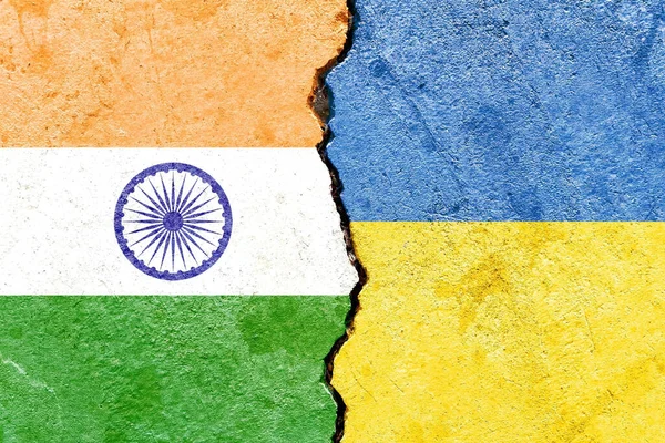 Ілюстрація Прапорів Індії України Розділених Конфліктом Або Порівнянням — стокове фото