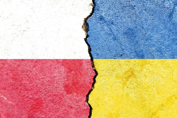 Illustration Flags Poland Ukraine Separated Crack Conflict Comparison — 图库照片