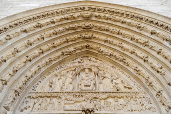 Detalhes Arquitetônicos Catedral Notre Dame Paris França — Fotografia de Stock