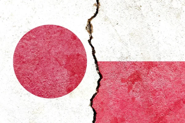 Притча Про Прапори Японії Польщі Розділені Між Собою Конфліктом Або — стокове фото