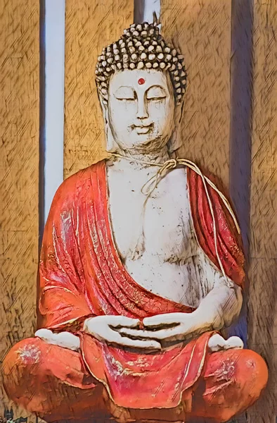 Illustration Einer Vertikalen Buddha Statue — Stockfoto