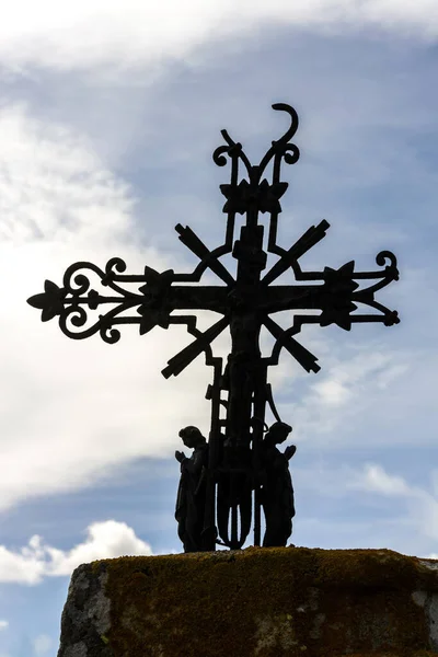 Sculpture Rouillée Crucifixion Sur Une Croix France — Photo