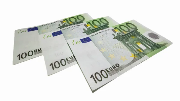 Plan Grand Angle Quelques Billets Euros Espèces Sur Une Surface — Photo