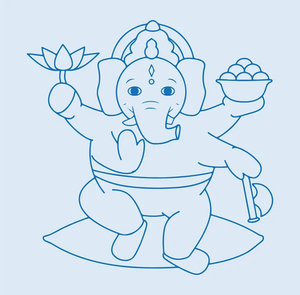 Zeichnung Oder Skizze Von Lord Ganesha Oder Vinayaka Editable Outline — Stockfoto