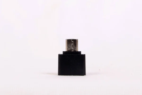 Adapter Mini Usb Izolowany Białym Tle — Zdjęcie stockowe