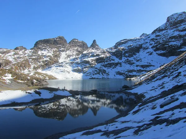 Der Schwarzsee Pizol Gallen Schweiz Ist Einer Der Seen Seen — Stockfoto