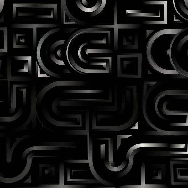 幾何学的形状を持つ抽象的な黒をテーマにした3D背景 — ストック写真