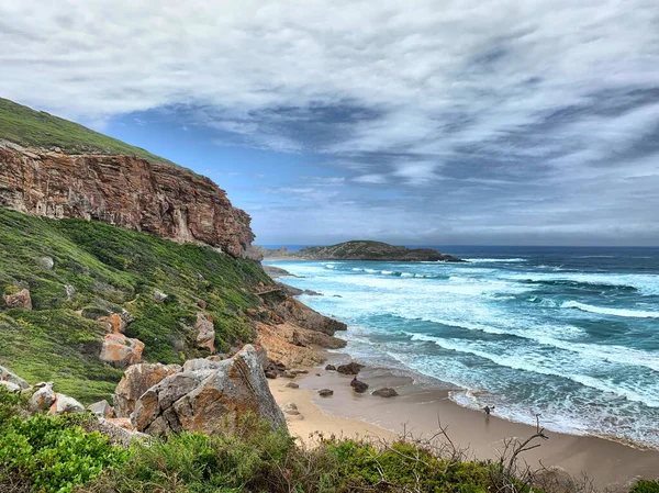 Amazing Seascape Sandy Beach Robberg Nature Reserve Cloudy Sky — Stock Photo, Image