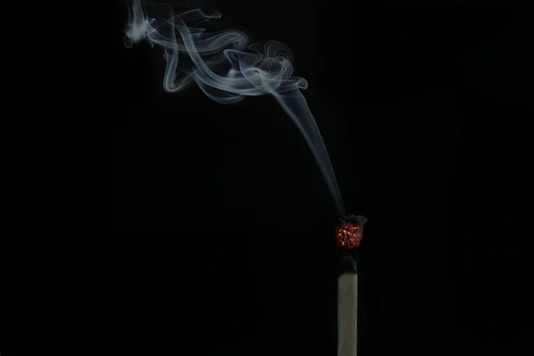 Burning Match Isolated Black Background — Stock Photo, Image