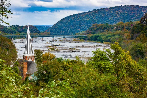 Une Vue Panoramique Rivière Shenandoah Dans Harper Ferry Virginie Occidentale — Photo