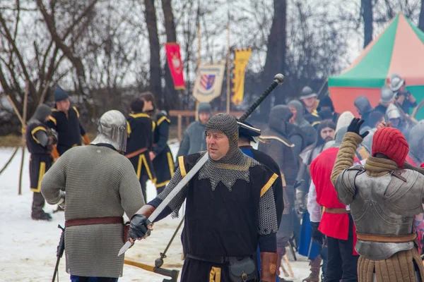 Загреб Кроатия Февраля 2013 Историческая Реконструкция Крестьянского Восстания Губека 1573 — стоковое фото