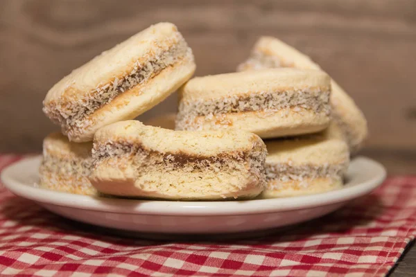 Alfajores Cornstarch Dulce Leche Tradition Argentine Gastronomy — стоковое фото