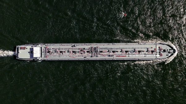 Barge Photographie Drone Haut Vers Bas — Photo